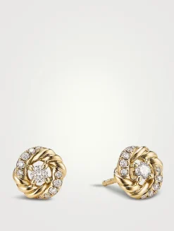 Petite Infinity Stud Earrings In 18k Yellow Gold With Diamonds