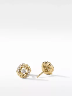 Petite Infinity Stud Earrings In 18k Yellow Gold With Diamonds