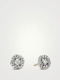 Petite Infinity Stud Earrings In Sterling Silver With Diamonds