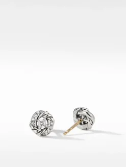 Petite Infinity Stud Earrings In Sterling Silver With Diamonds