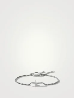 Petite Pavé Cross Chain Bracelet In Sterling Silver With Diamonds