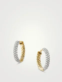 Petite Pavé Huggie Hoop Earrings In 18k Yellow Gold With Diamonds