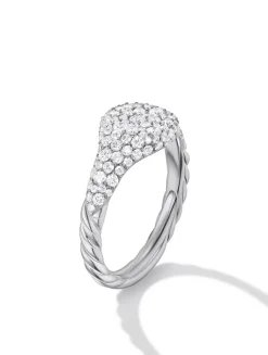 Petite Pavé Pinky Ring In 18k White Gold With Diamonds