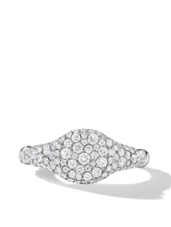 Petite Pavé Pinky Ring In 18k White Gold With Diamonds