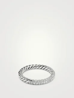 Petite Pavé Stack Ring In Sterling Silver With Diamonds