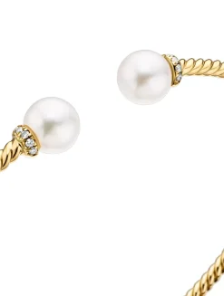 Petite Solari Pearl Bracelet In 18k Yellow Gold With Pavé Diamonds