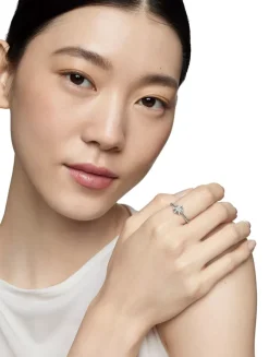 Petite Starburst Ring In Sterling Silver With Pavé Diamonds