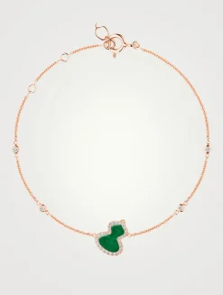 Petite Wulu 18K Rose Gold Bracelet With Diamonds And Jade