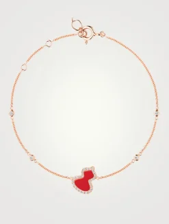 Petite Wulu 18K Rose Gold Bracelet With Diamonds And Red Agate