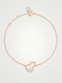 Petite Wulu 18K Rose Gold Bracelet With Akoya Pearl And Diamonds