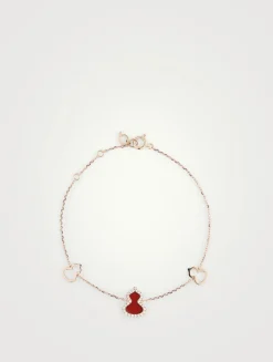 Petite Wulu 18K Rose Gold Bracelet With Diamonds And Red Agate