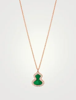 Petite Wulu 18K Rose Gold Necklace With Jade And Diamonds