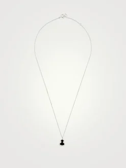 Petite Wulu 18K White Gold Necklace With Onyx And Diamonds