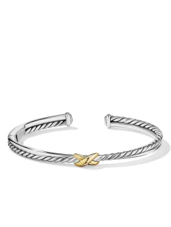 Petite X Center Station Bracelet In Sterling Silver With 18k Yellow Gold