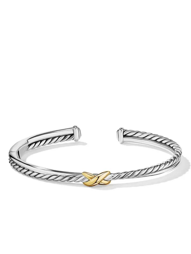 Petite X Center Station Bracelet In Sterling Silver With 18k Yellow Gold