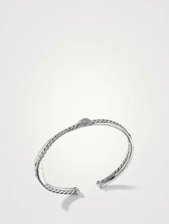 Petite X Center Station Bracelet In Sterling Silver With Pavé Diamonds