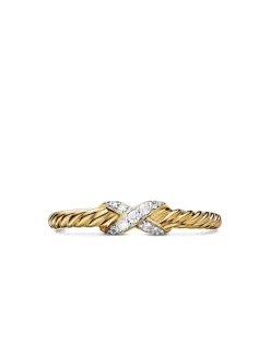 Petite X Ring In 18k Yellow Gold With Diamonds, 2.2mm