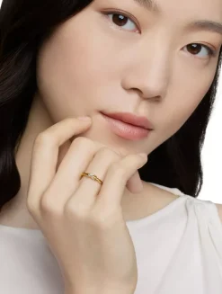 Petite X Ring In 18k Yellow Gold With Diamonds, 2.2mm