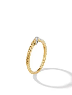 Petite X Ring In 18k Yellow Gold With Diamonds, 2.2mm
