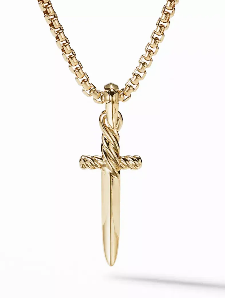 Petrvs® Dagger Amulet In 18k Yellow Gold With Pavé Diamonds