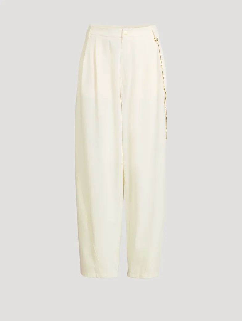 Phebe Wide-Leg Pants With Wallet Chain