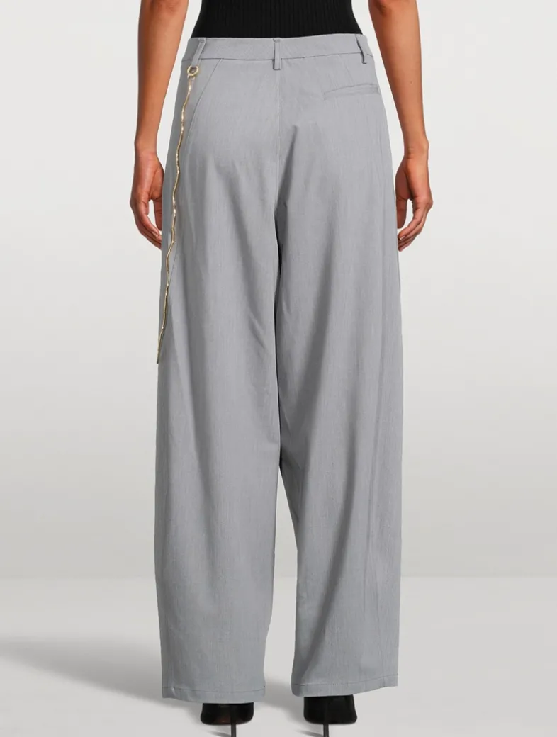 Phebe Wide-Leg Pants With Wallet Chain