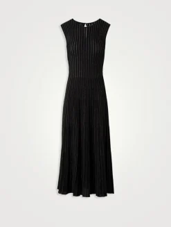 Pinstripe Sleeveless Midi Dress