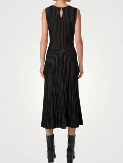 Pinstripe Sleeveless Midi Dress