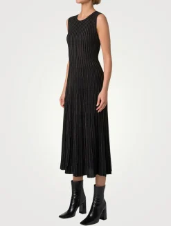 Pinstripe Sleeveless Midi Dress