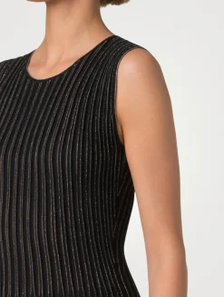 Pinstripe Sleeveless Midi Dress