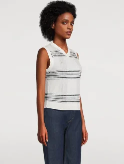 Plaid Jacquard Wool Sweater Vest