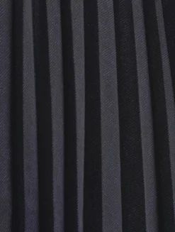 Pleated Denim Midi Skirt