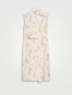 Pleated Floral-print Poplin Dress