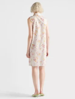 Pleated Floral-print Poplin Dress