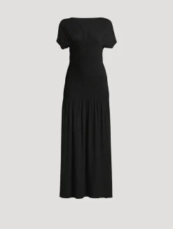 Pleated Jersey Maxi Dress