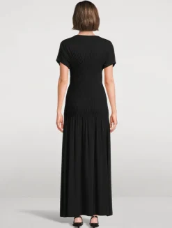 Pleated Jersey Maxi Dress
