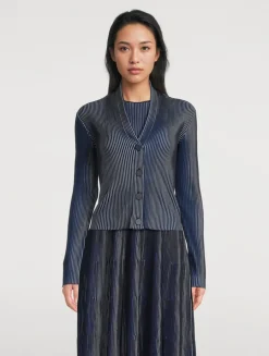 Pleated Knit Cardigan
