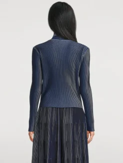 Pleated Knit Cardigan