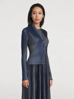 Pleated Knit Cardigan