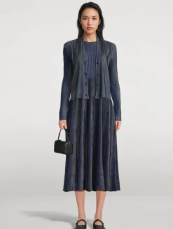 Pleated Knit Cardigan