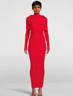 Pleated Knit Maxi Dress