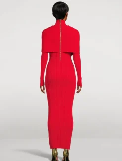 Pleated Knit Maxi Dress