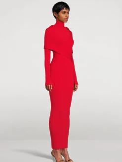 Pleated Knit Maxi Dress