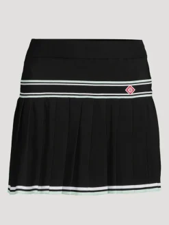 Pleated Knit Mini Skirt