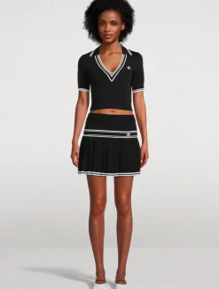 Pleated Knit Mini Skirt