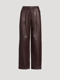 Pleated Leather Trousers