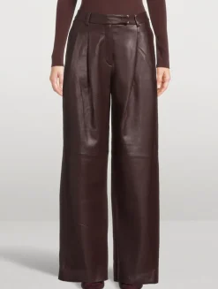 Pleated Leather Trousers