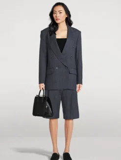 Pleated Linen Shorts In Glen Check Print