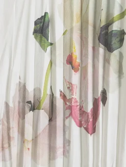 Pleated Midi Skirt In Wilted Peony Print