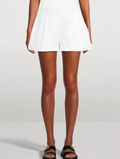 Pleated Poplin Shorts